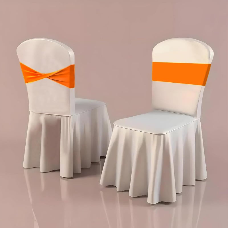 Aulufft 50 PCS Spandex Chair Sashes Bows Bands Slider Sashes Plain Bow Elastic Bands Ties Without Buckle for Wedding Graduation Banquet Events Decoration - Image 3